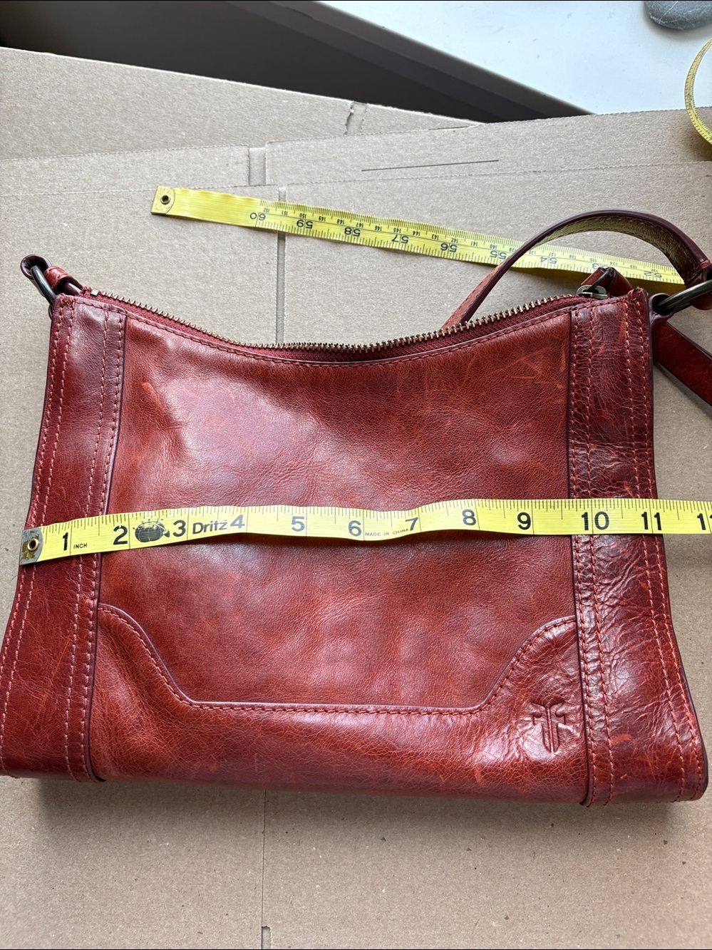 Frye Red Brown Leather Crossbody Bag - Picture 9 of 11
